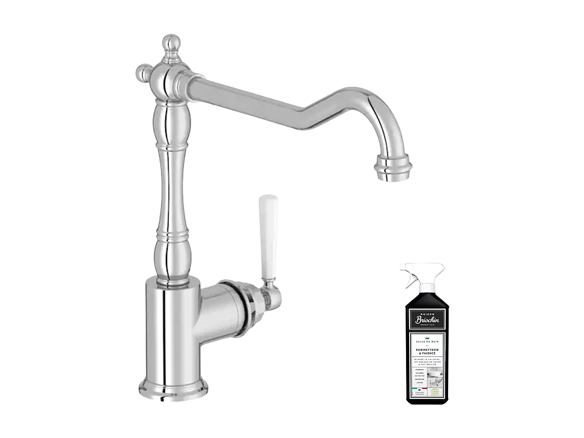 Mitigeur cuisine bec haut JACOB DELAFON Cleo chrome + Nettoyant Briochin