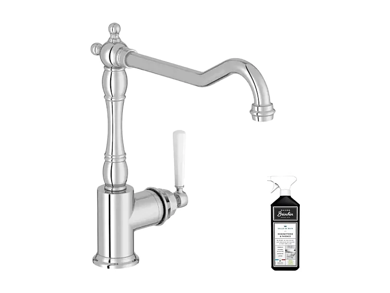 Mitigeur cuisine bec haut JACOB DELAFON Cleo chrome + Nettoyant Briochin