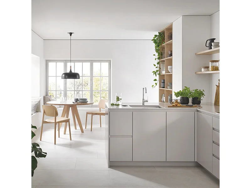 Robinet de cuisine monocommande GROHE Start 2021 chromé + nettoyant GrohClean