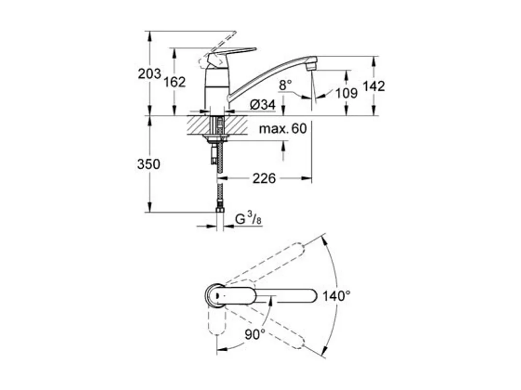 Grohe - Mezclador de fregadero Eurosmart Cosmopolitan