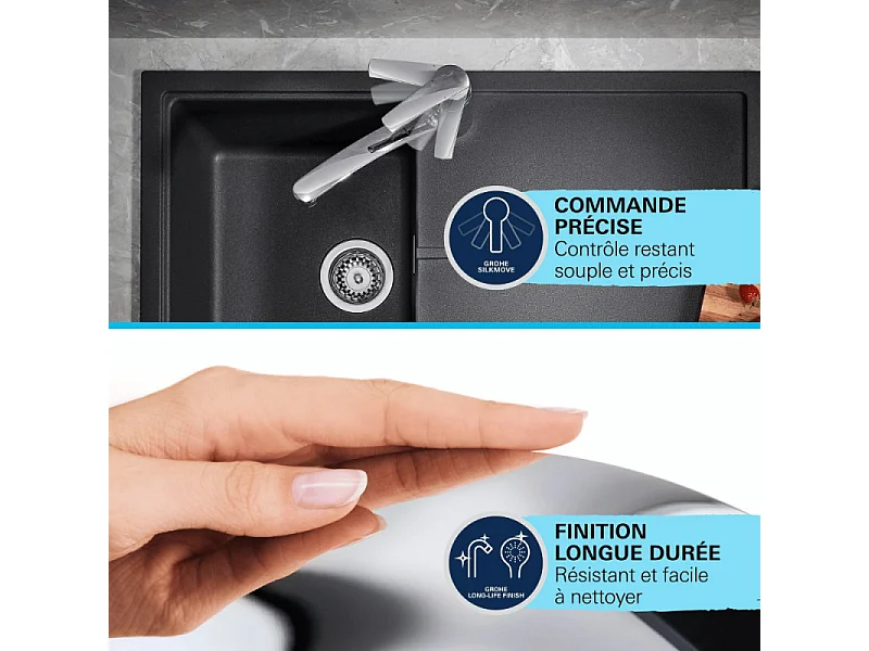 Robinet de cuisine GROHE Get chromé + nettoyant Grohclean