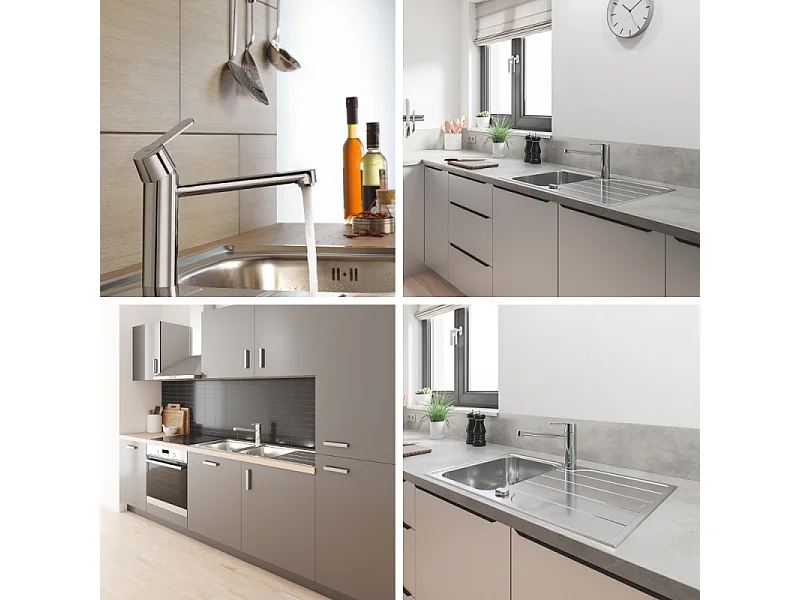 Robinet de cuisine GROHE Get chromé + nettoyant Grohclean