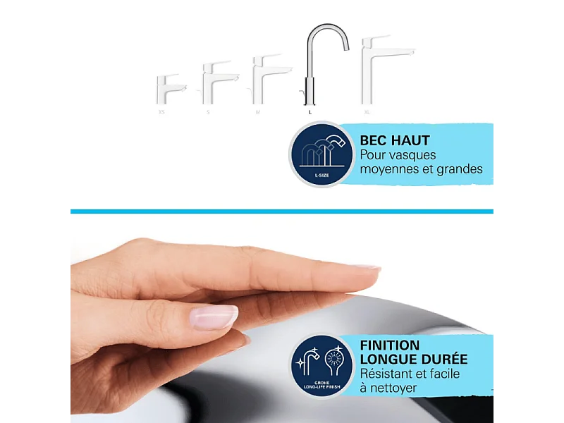 Robinet de cuisine GROHE Get chromé + nettoyant Grohclean