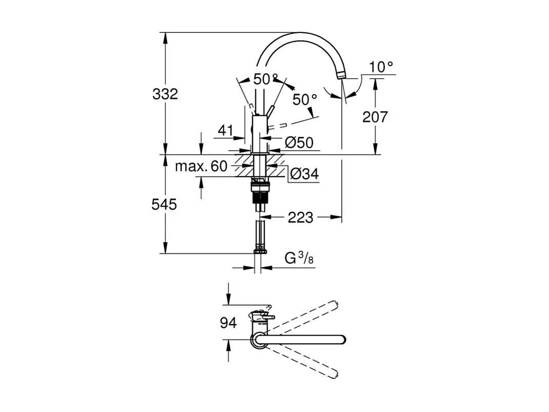 Robinet de cuisine GROHE Start Classic Quickfix chromé + microfibre