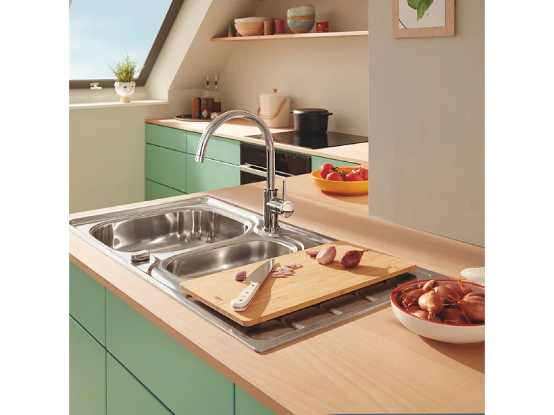 Robinet de cuisine GROHE Start Classic Quickfix chromé + microfibre