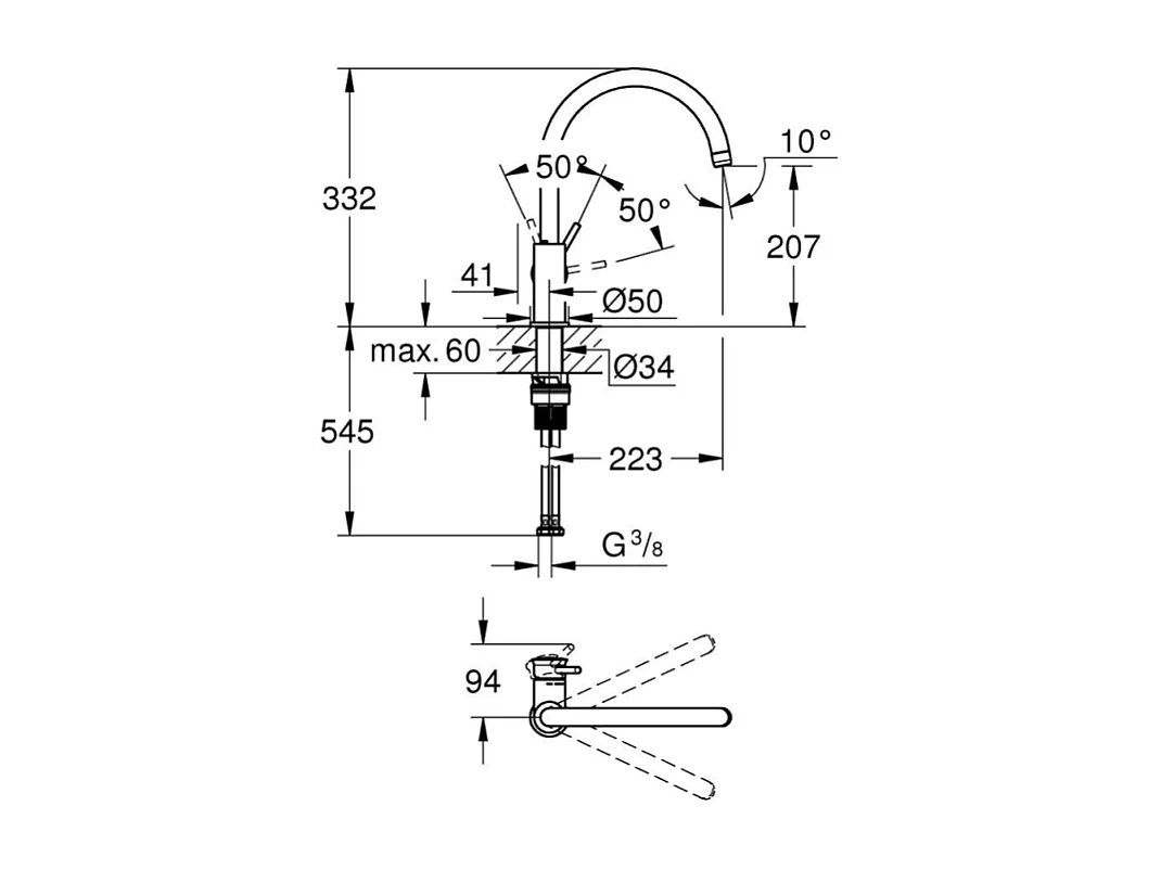 Robinet de cuisine GROHE Start Classic Quickfix chromé + microfibre