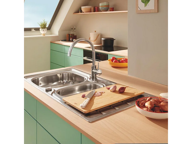 Robinet de cuisine GROHE Start Classic Quickfix chromé + microfibre