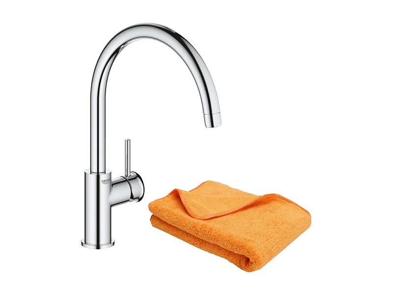 Robinet de cuisine GROHE Start Classic Quickfix chromé + microfibre