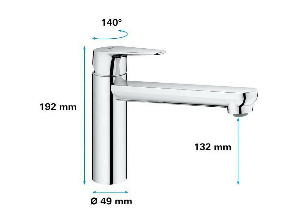 GROHE Start Curve Quickfix grifo de cocina con caño medio cromado