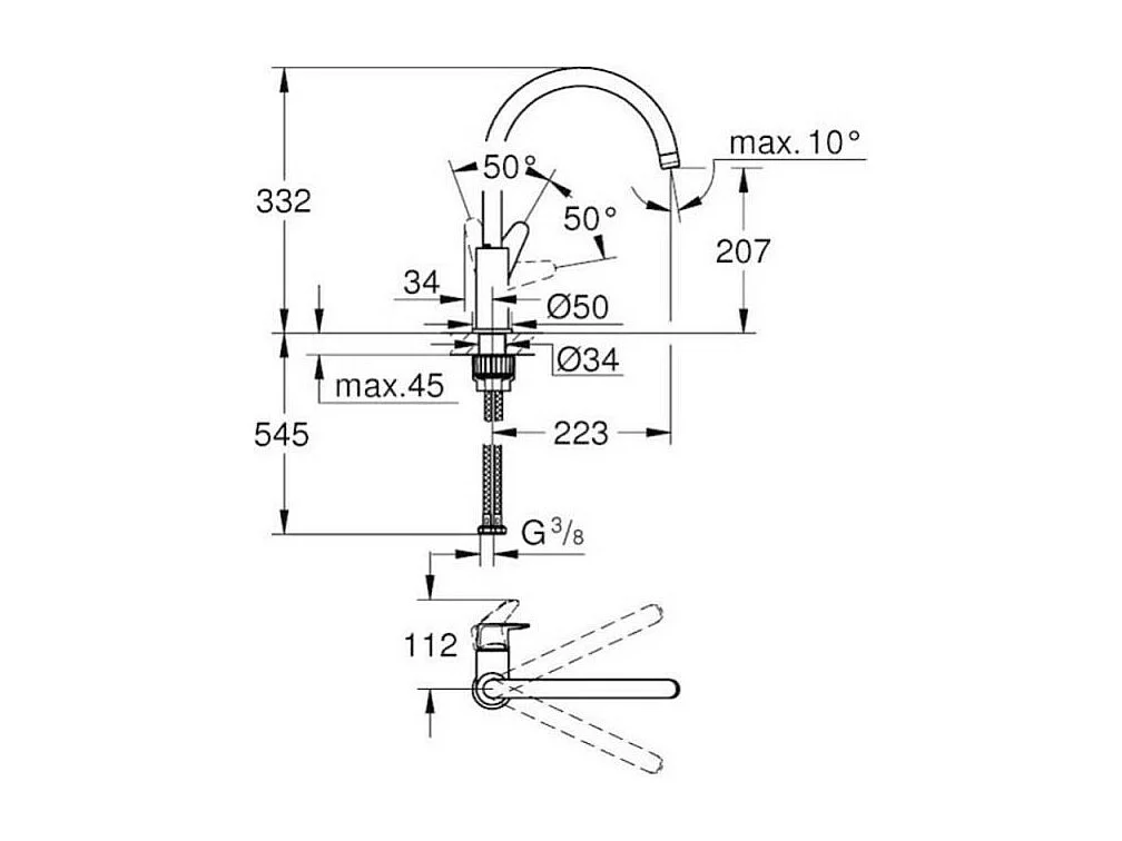 Robinet de cuisine GROHE Start Curve Quickfix chromé + nettoyant GrohClean