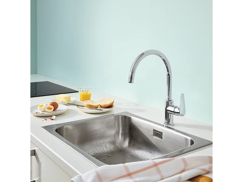 Robinet de cuisine GROHE Start Curve Quickfix chromé + nettoyant GrohClean