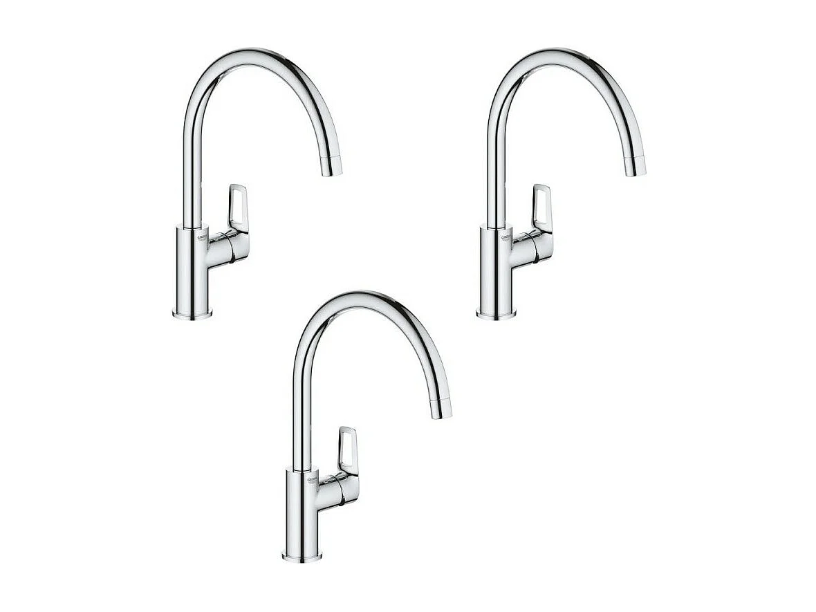 GROHE Lot de 3 Mitigeurs cuisine Bauloop Bec haut chrome