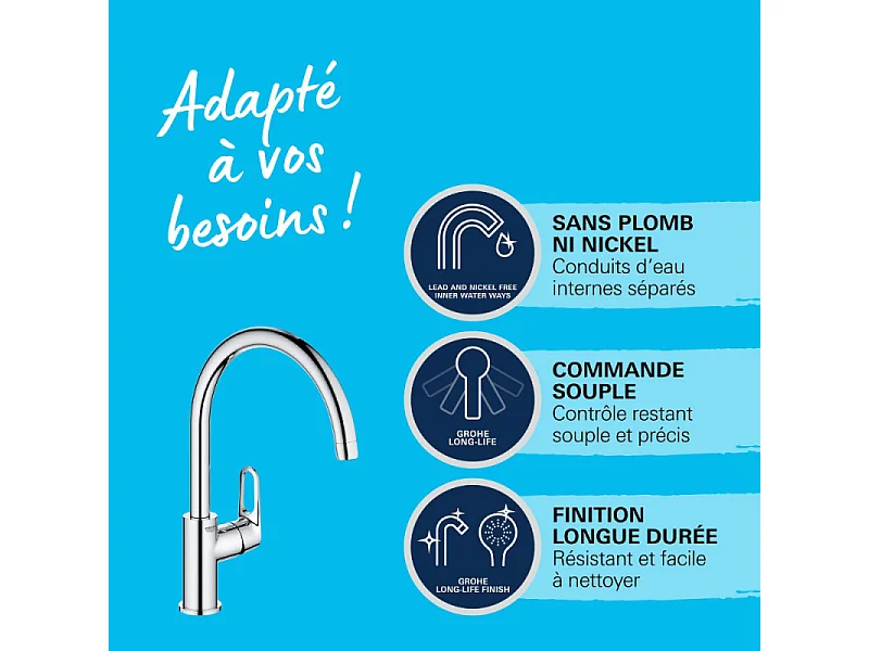 Robinet de cuisine GROHE Start Flow Quickfix + microfibre
