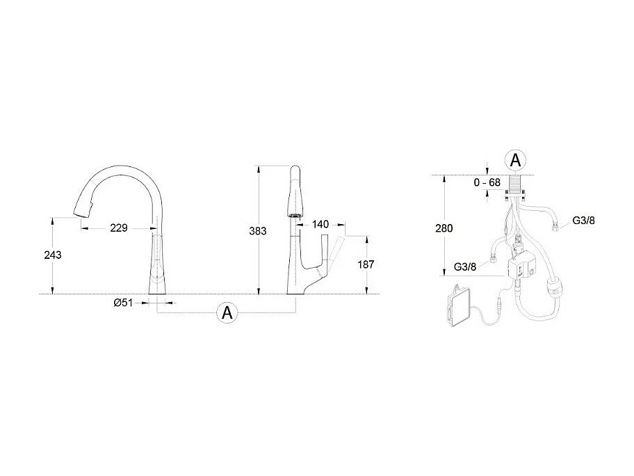 Mitigeur cuisine JACOB DELAFON Forte Bec  douchette extractible en inox brossé