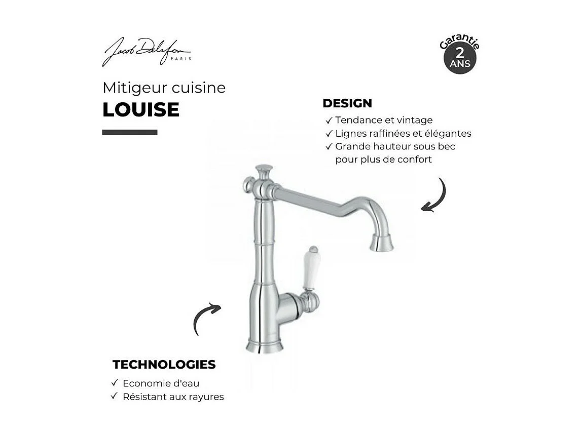Robinet de cuisine JACOB DELAFON Louise chrome