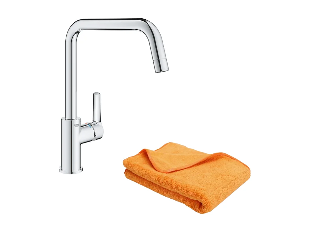 Robinet de cuisine monocommande GROHE Start 2021 chromé + microfibre