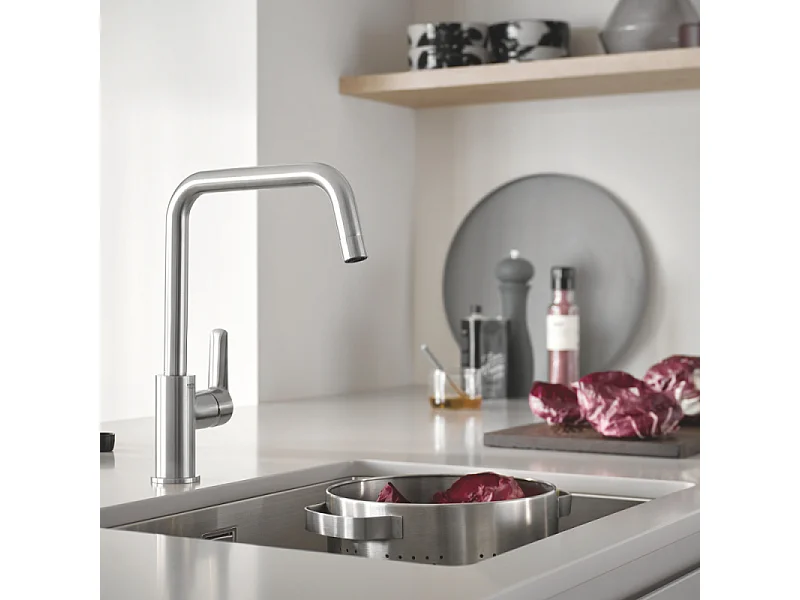 Robinet de cuisine monocommande GROHE Start 2021 chromé + microfibre