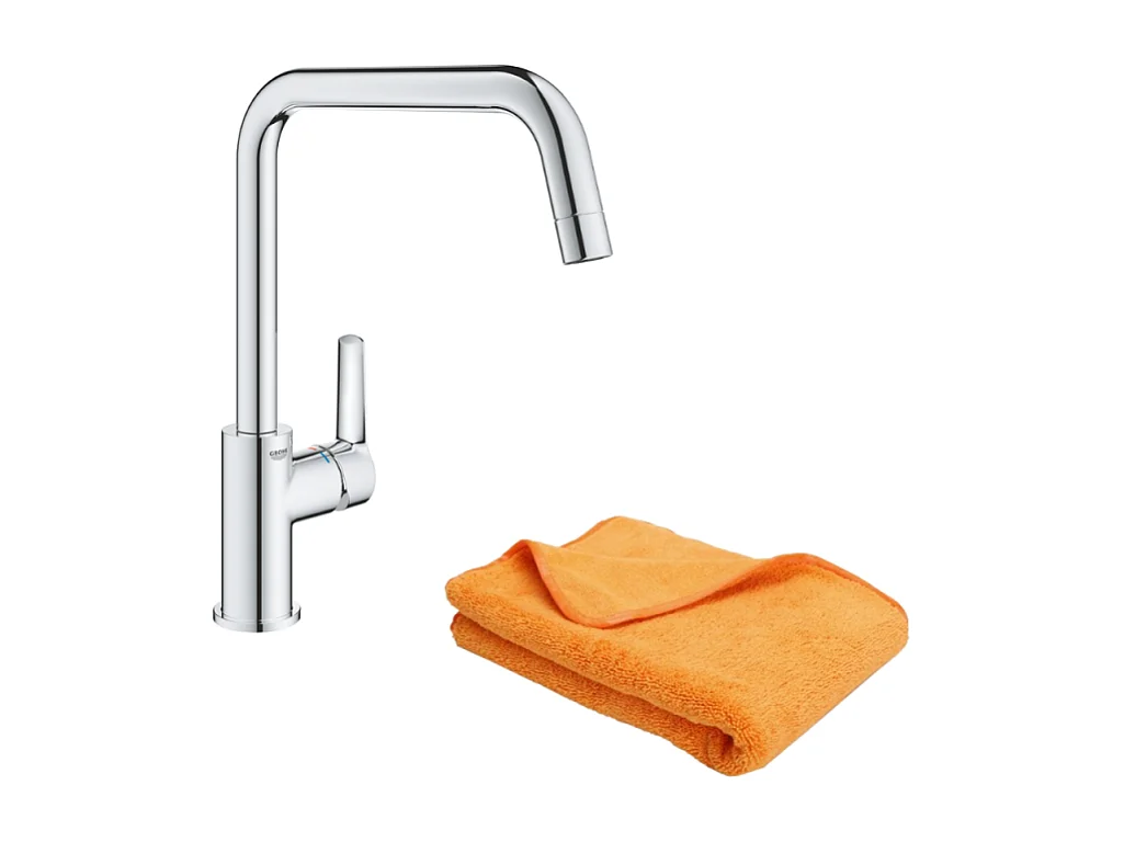 Robinet de cuisine monocommande GROHE Start 2021 chromé + microfibre