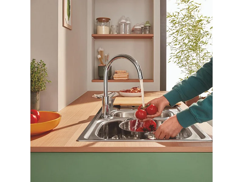 Robinet de cuisine GROHE Start Classic Quickfix chromé + nettoyant GrohClean