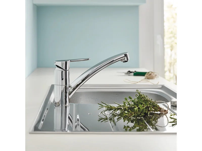 Robinet de cuisine bec bas GROHE Start Eco Quickfix + nettoyant GrohClean