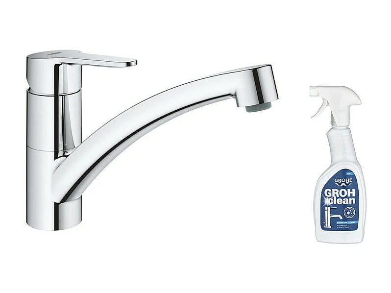 Robinet de cuisine bec bas GROHE Start Eco Quickfix + nettoyant GrohClean