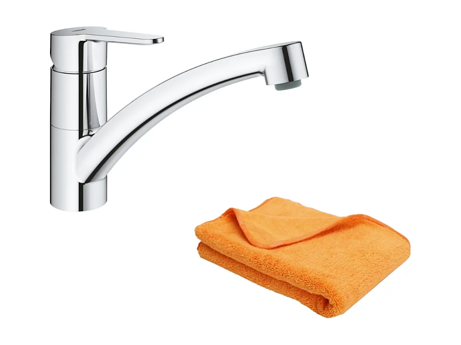 Robinet de cuisine bec bas GROHE Start Eco Quickfix + microfibre