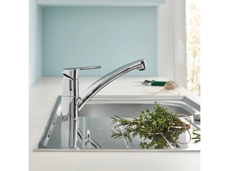 Robinet de cuisine bec bas GROHE Start Eco Quickfix + microfibre