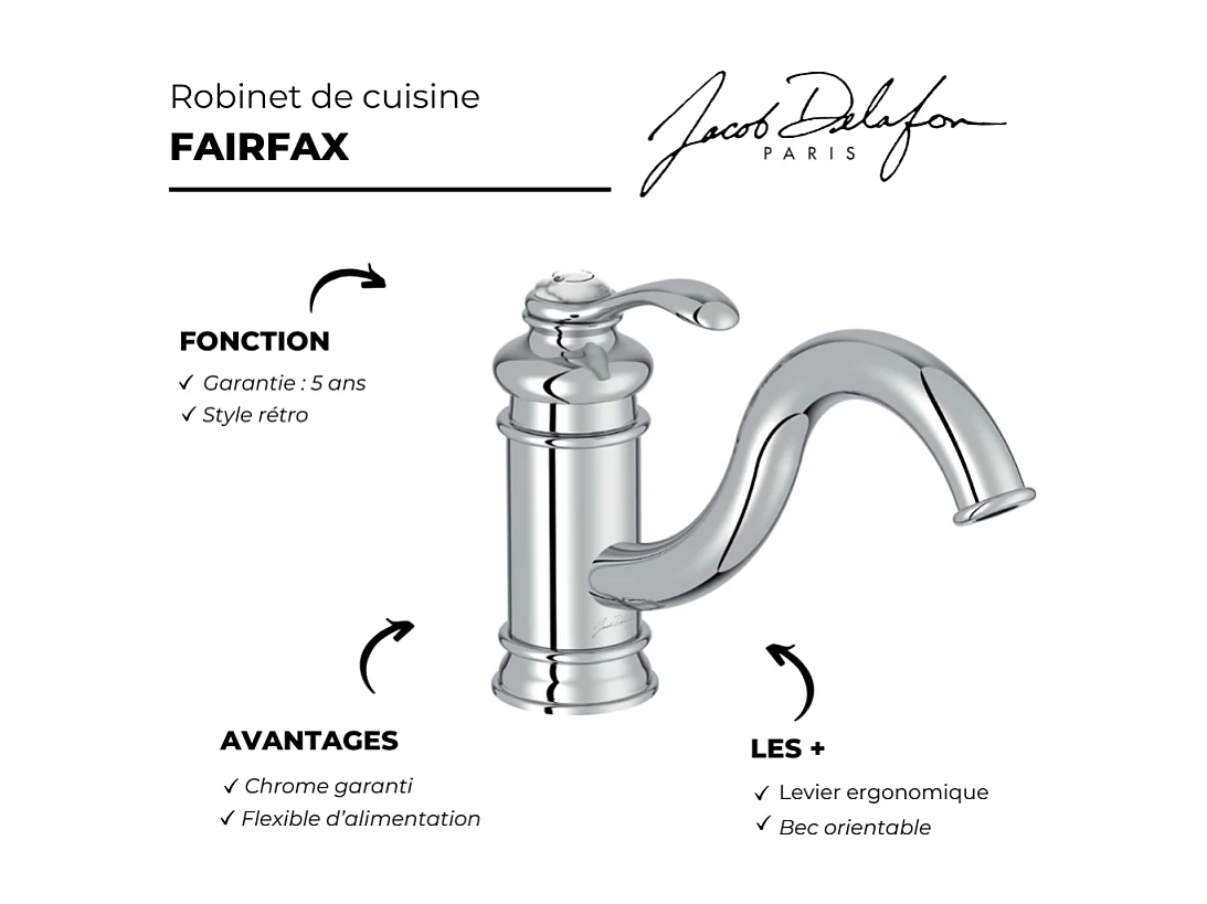 Robinet cuisine JACOB DELAFON Fairfax