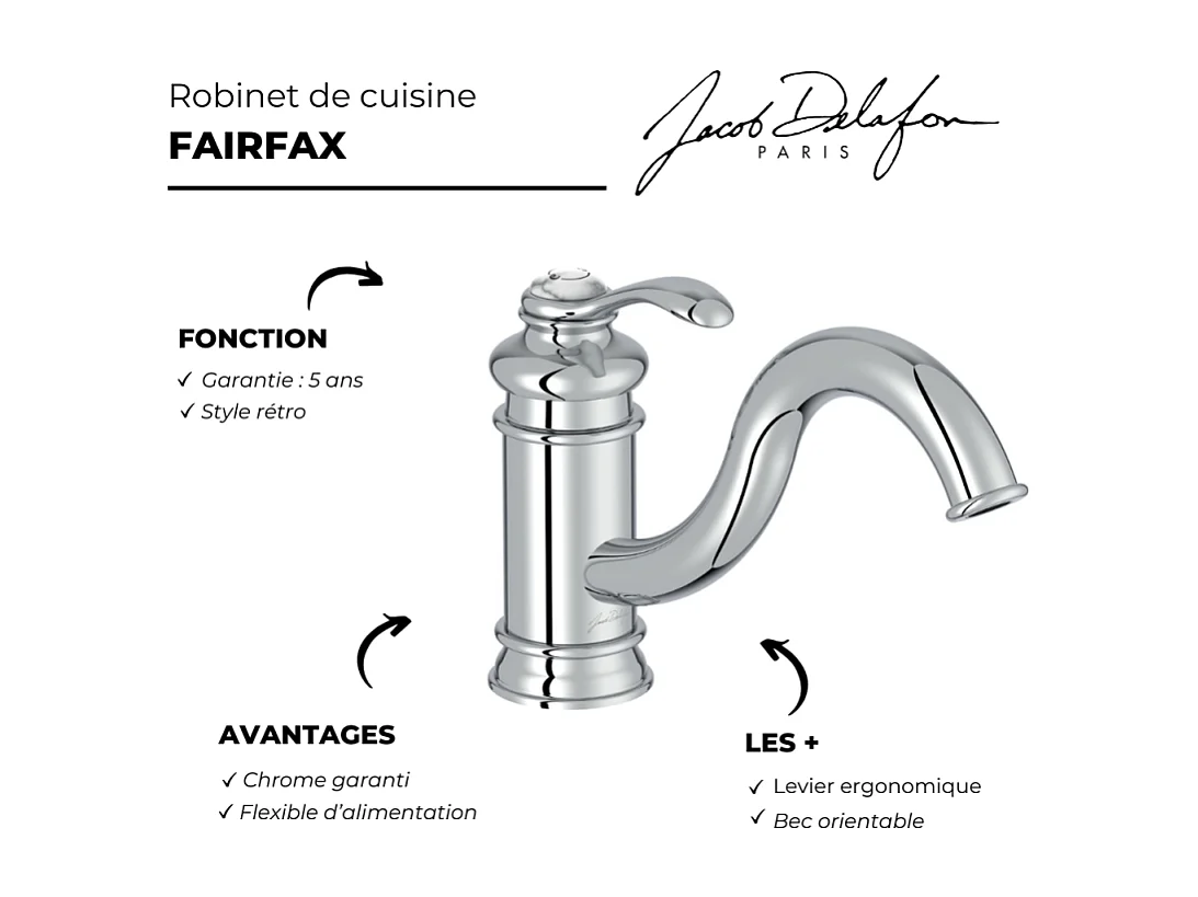 Robinet cuisine JACOB DELAFON Fairfax
