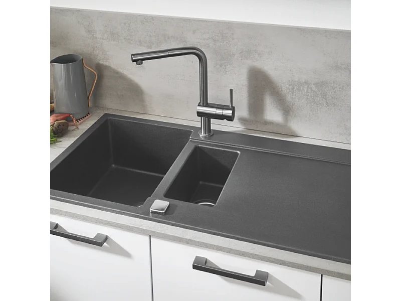 GROHE Mitigeur cuisine Minta 2 jets Bec haut chrome douchette extractible