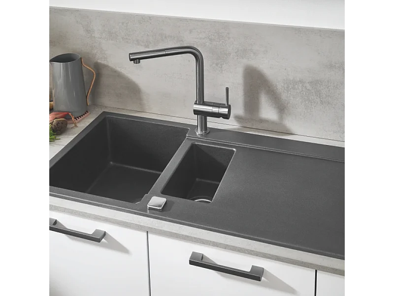 GROHE Mitigeur cuisine Minta 2 jets Bec haut chrome douchette extractible