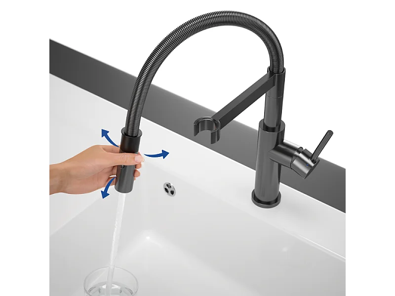 Robinet cuisine VILLEROY ET BOCH Steel expert 2.0 anthracite