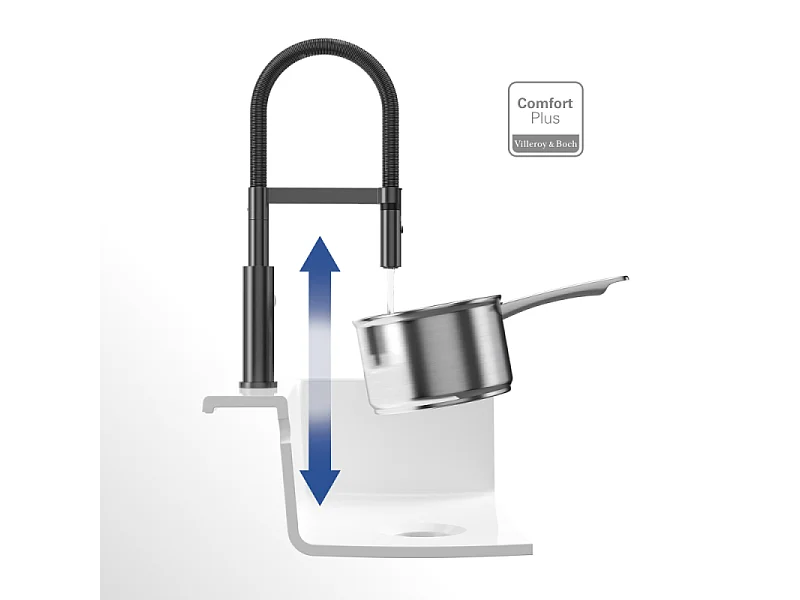 Robinet cuisine VILLEROY ET BOCH Steel expert 2.0 anthracite