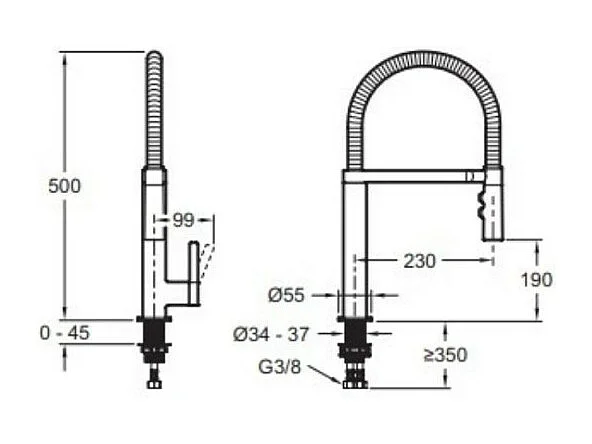 JACOB DELAFON Mitigeur cuisine Spirale Bec haut chrome douchette extractible