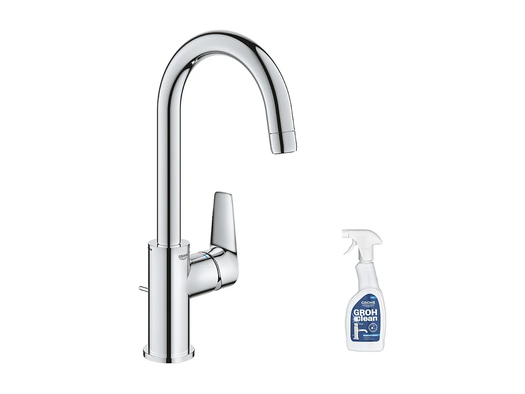 Mitigeur lavabo GROHE Quickfix Start Edge avec tirette et vidage taille L + nettoyant GrohClean