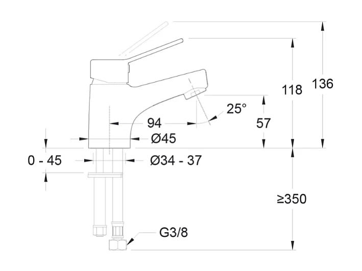 Mitigeur lavabo JACOB DELAFON EO sans vidage chromé