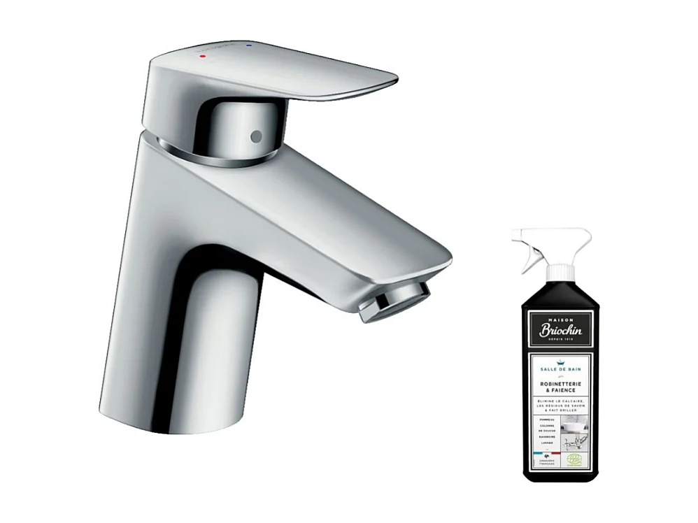 Mitigeur lavabo HANSGROHE Logis 70 avec tirette et vidage chrome + nettoyant Briochin