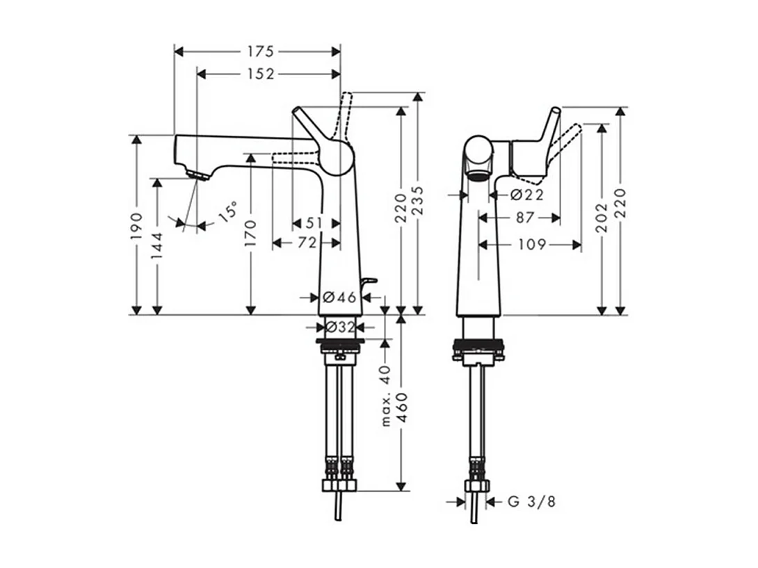 HANSGROHE Mitigeur de lavabo 140, avec tirette et vidage chromé