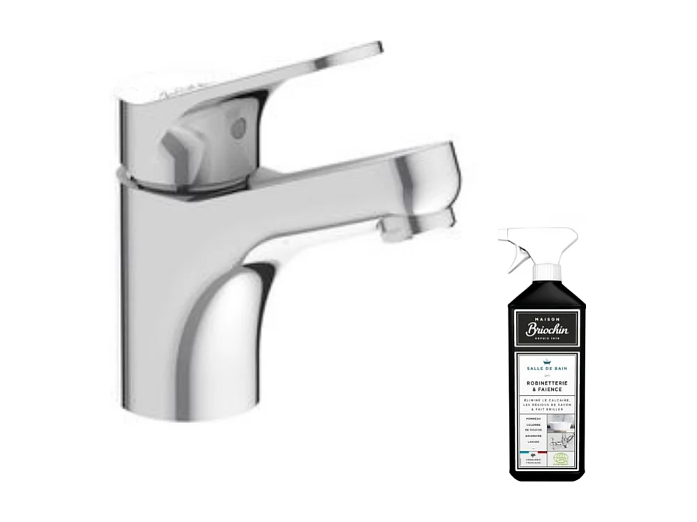 Mitigeur lavabo JACOB DELAFON Brive chrome + nettoyant Briochin