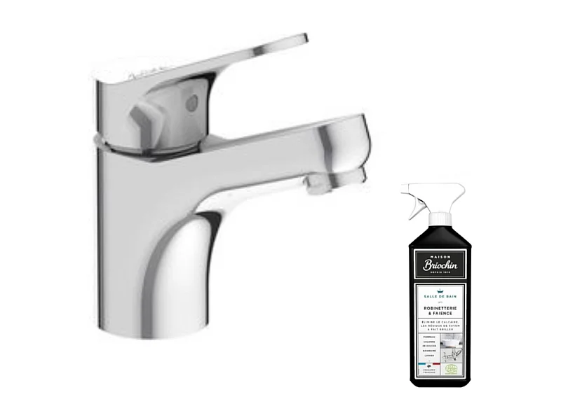 Mitigeur lavabo JACOB DELAFON Brive chrome + nettoyant Briochin