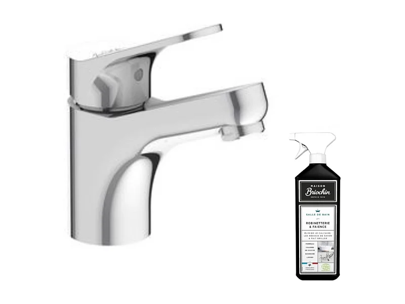 Mitigeur lavabo JACOB DELAFON Brive chrome + nettoyant Briochin