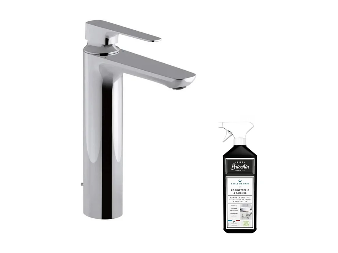 Mitigeur lavabo haut JACOB DELAFON Aleo+ avec vidage + nettoyant Briochin