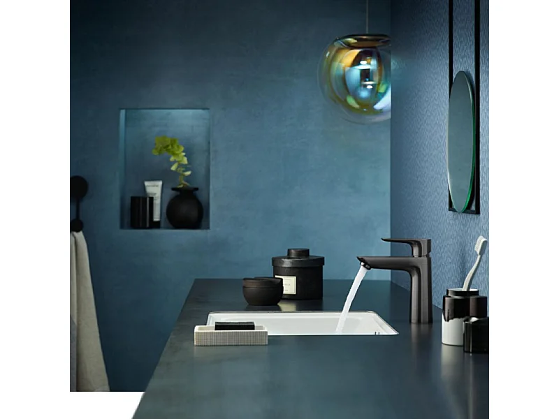Mitigeur lavabo HANSGROHE Talis E 110 CoolStart sans tirette ni vidage noir chrome brossé + nettoyant Briochin