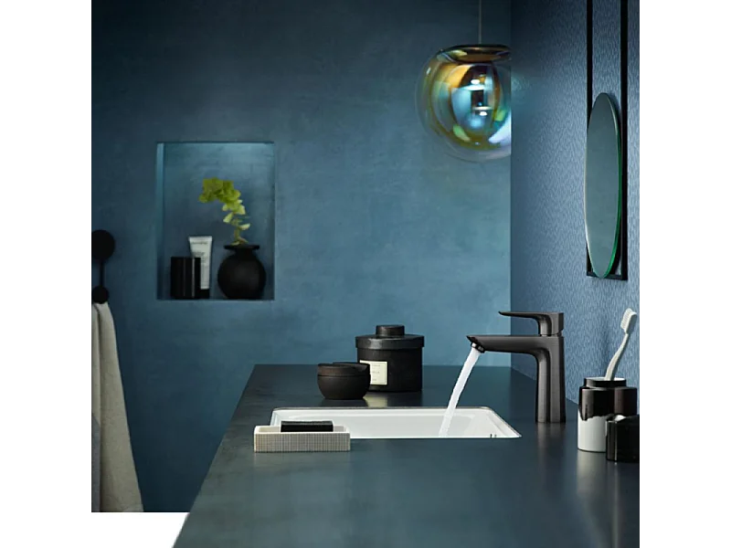 Mitigeur lavabo HANSGROHE Talis E 110 CoolStart sans tirette ni vidage noir chrome brossé + nettoyant Briochin