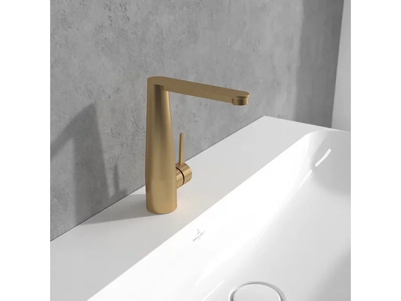 Mitigeur lavabo VILLEROY ET BOCH Conum ouverture côté avec vidage Push Open Or brossé