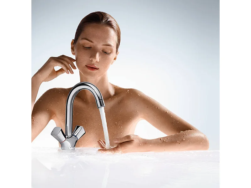 Mélangeur lavabo HANSGROHE avec tirette et vidage chrome + nettoyant Briochin