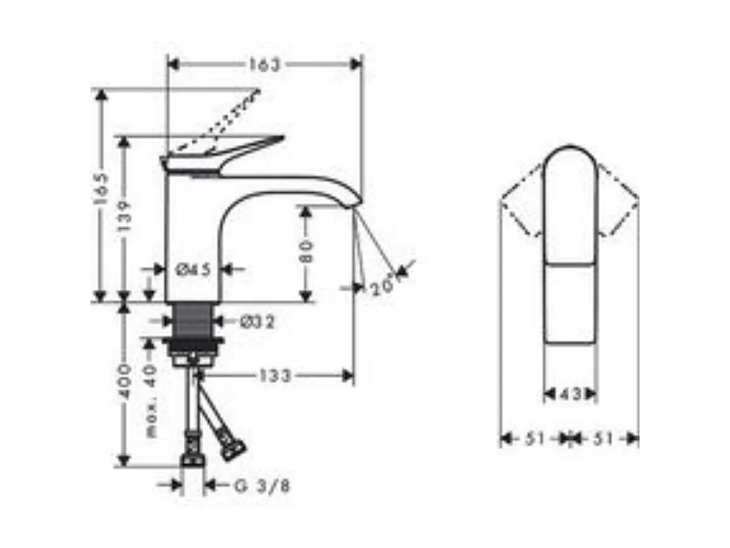 Mitigeur lavabo HANSGROHE Vivenis 80 avec nettoyant