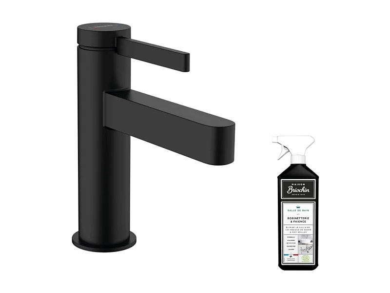 Mitigeur lavabo HANSGROHE Finoris 100 noir mat + nettoyant Briochin