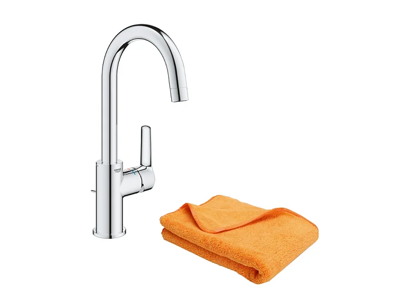 Mitigeur lavabo GROHE Quickfix Start 2021 avec tirette et vidage taille L + microfibre