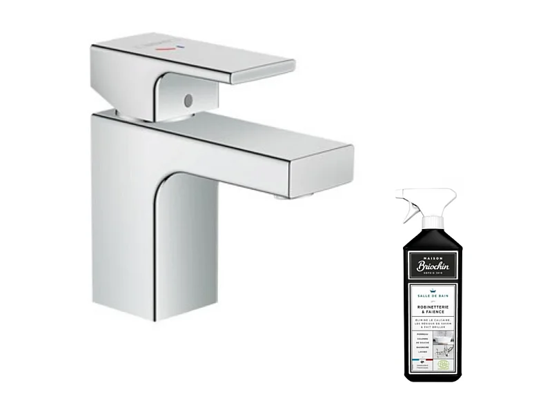 Mitigeur lavabo HANSGROHE Vernis Shape70 CoolStart avec tirette et vidage Chromé + nettoyant Briochin